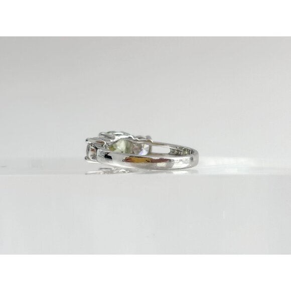 Peridot & CZ Gemstone Adorned Minimalist Sterling Silver 925 Vintage Ring - sz 7 - Picture 6 of 16